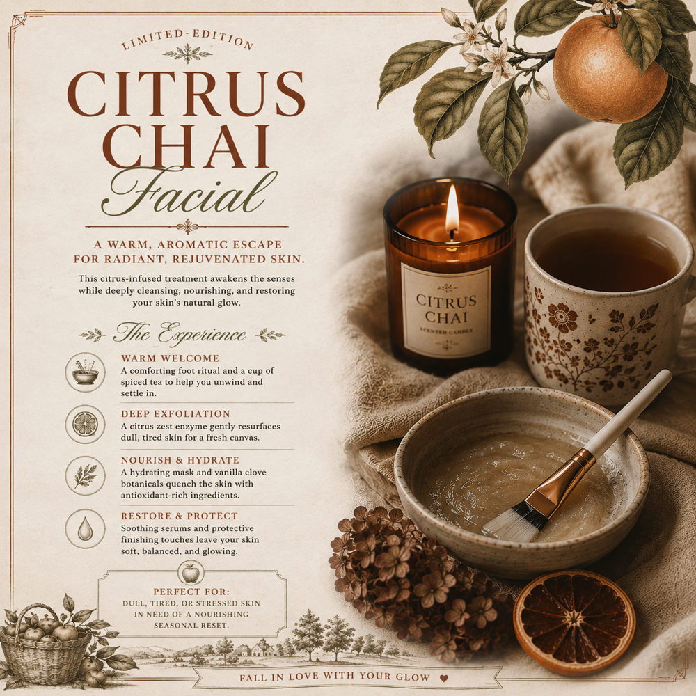 The Citrus Chai Facial 🍎🍊🍂 at Sunshine Lash Salon & Spa in Pasadena, MD