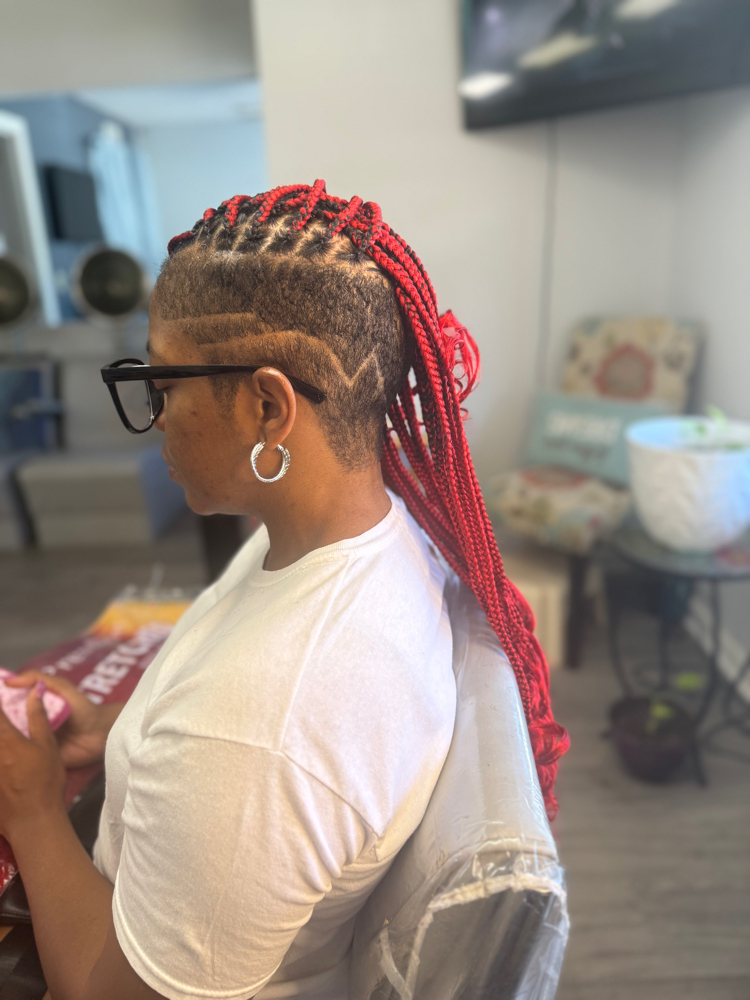 Knotless With Shaved Sides & Back at Thema411 in Columbus, GA