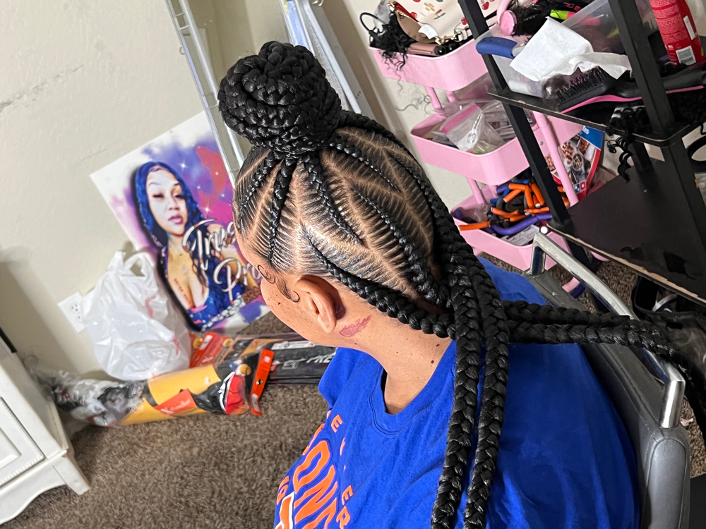 Lrg Stitch Braids In Bun