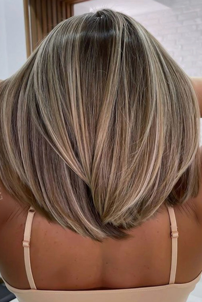 partial highlights with blow dry