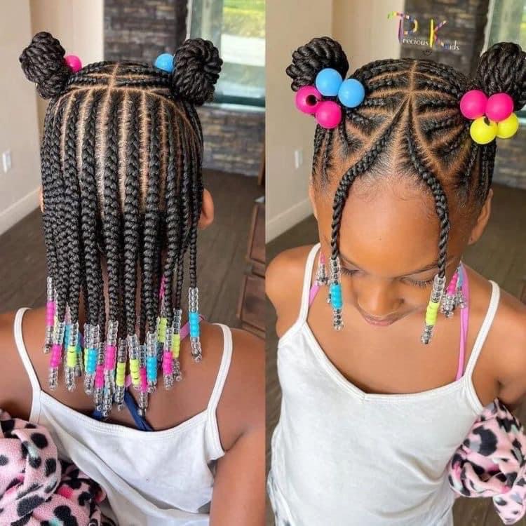 Kids Updo Braids W/ Beads