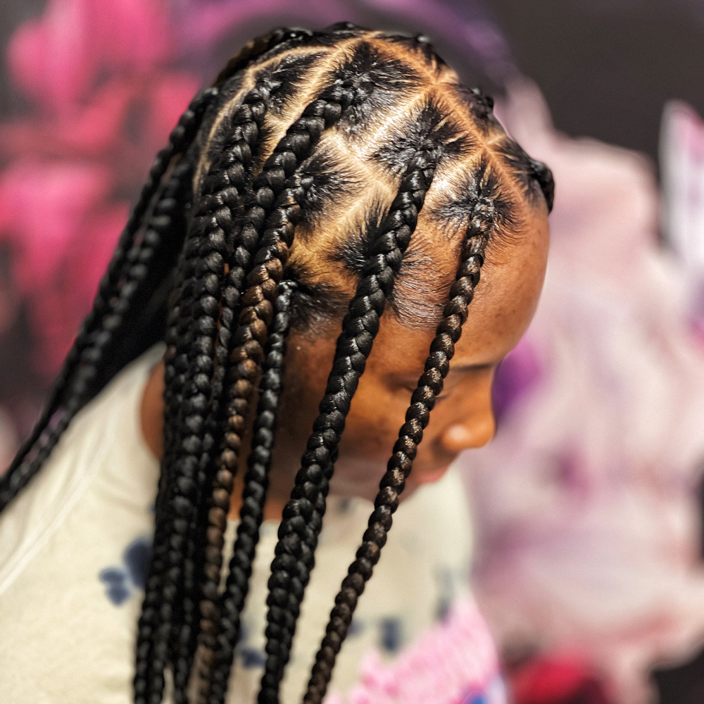 Jumbo Knotless (boxbraids-midback)