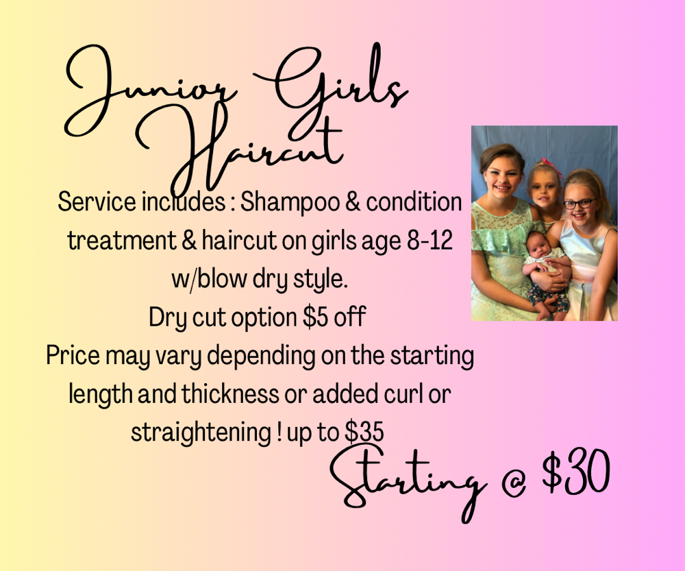 Hair Cut Junior Girls   (8-12 Y/O)