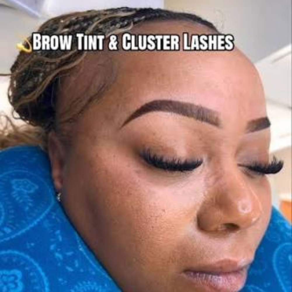 Eyebrow+Tint+cluster Volume Lashes at Aura Aesthetics spa in Houston, TX