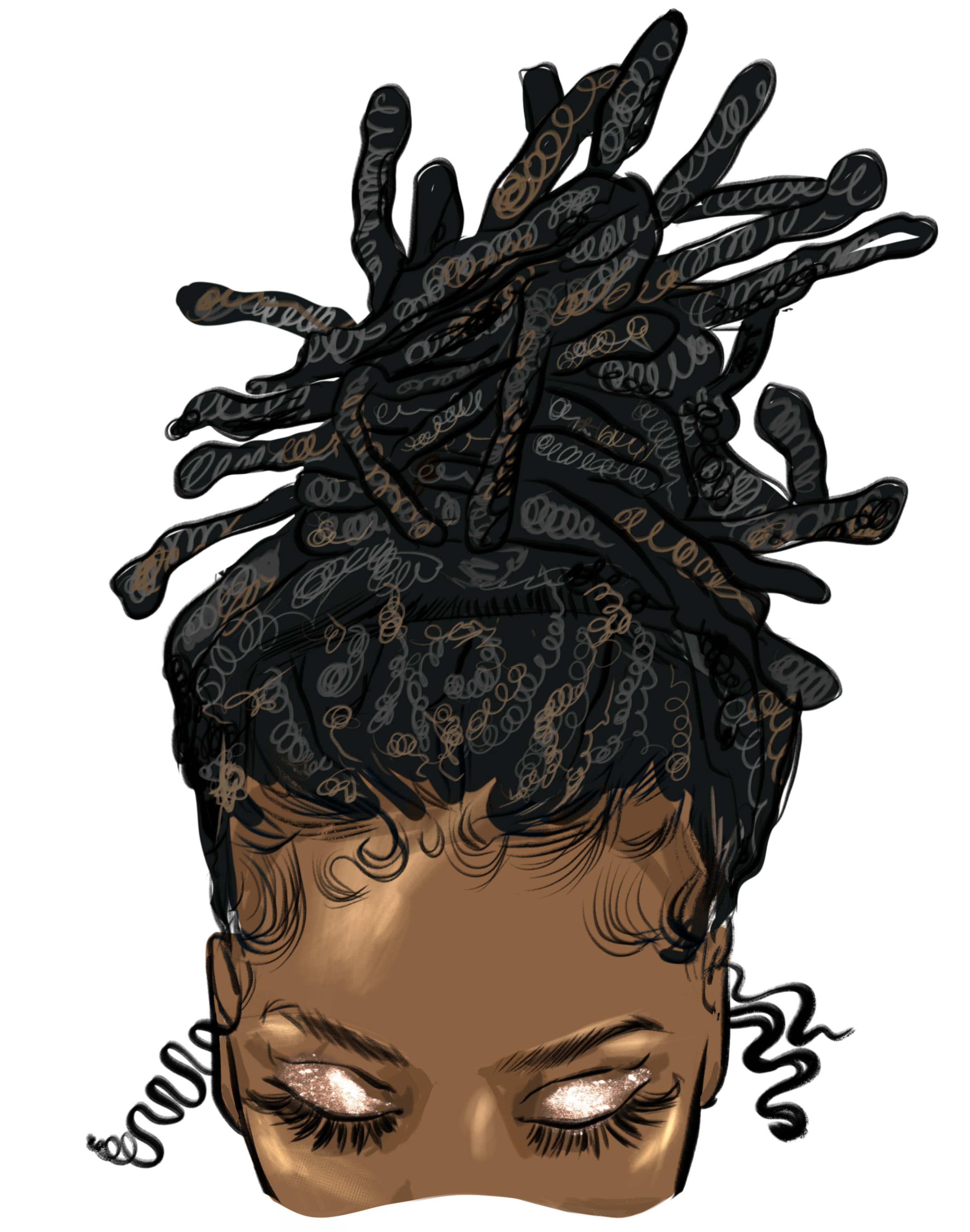 59 locs or less, Mid Back
