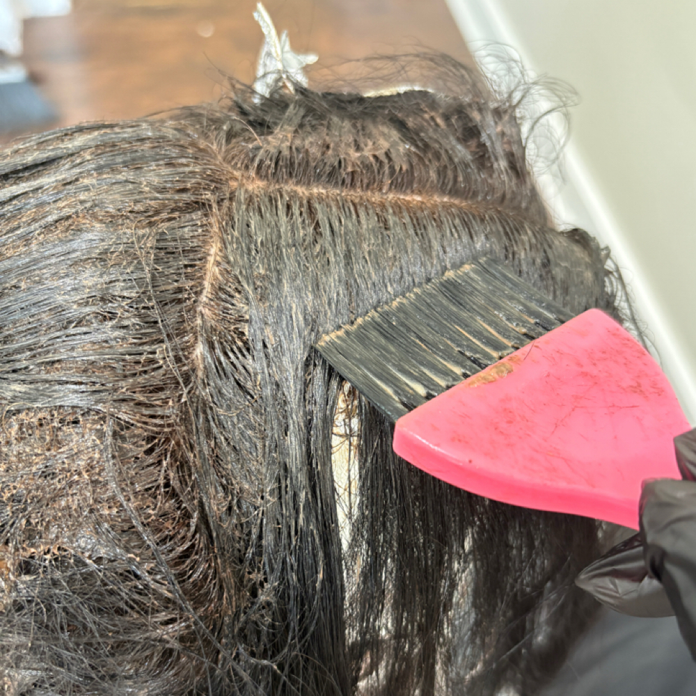 Root Solid Color Retouch + Cut $155 at Full Bloom Salon in Slaughter, LA