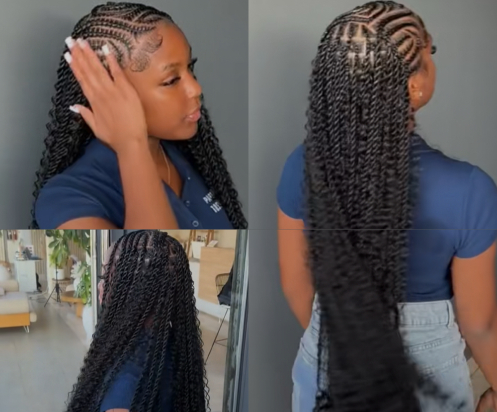 SIDE BRAIDS TWIST STYLE at YOLY’S BEAUTY BAR in Berlin, CT