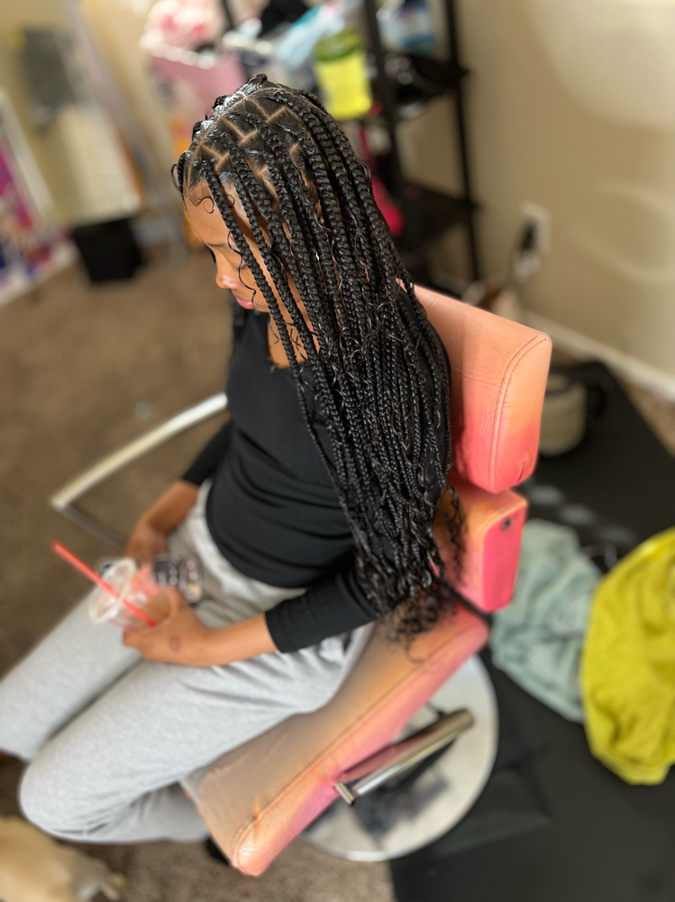 Medium Boho Human Hair Knotless