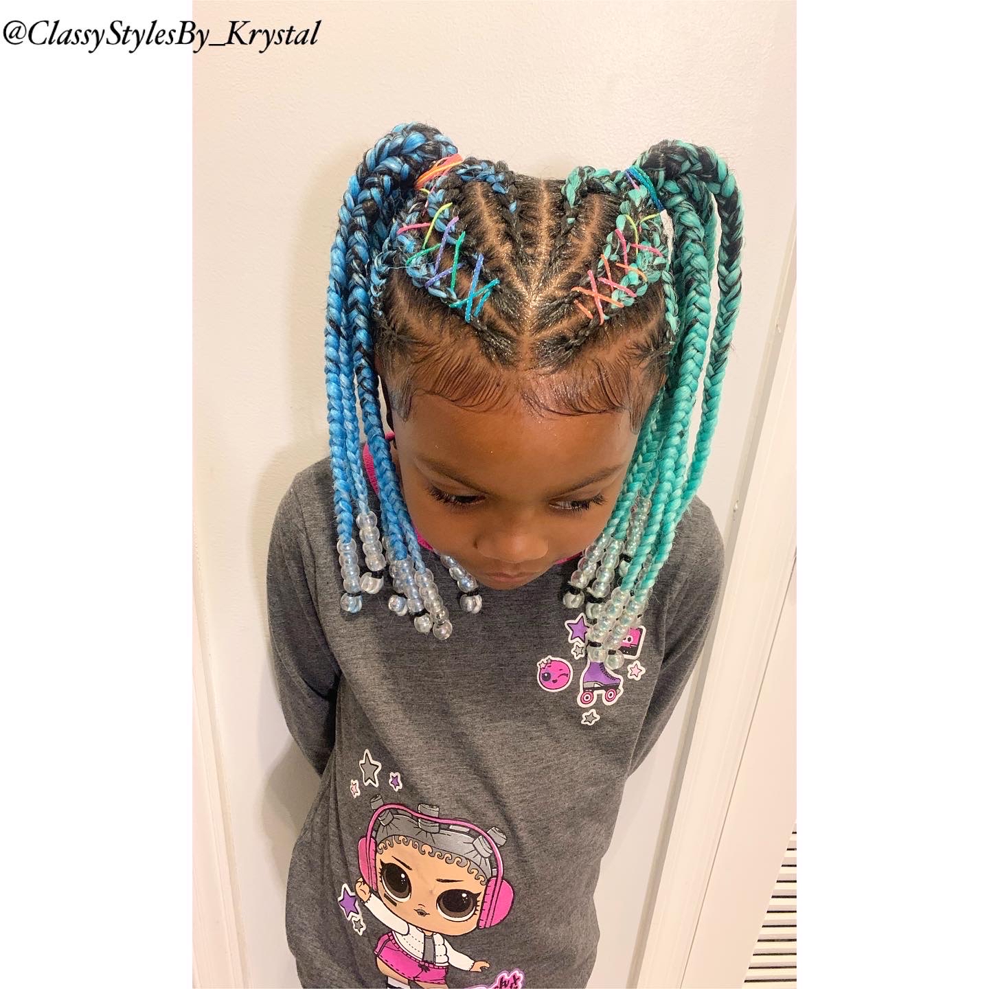 Kids Large Cornrows w/hair added