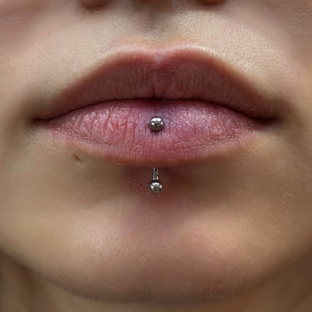 Vertical Labret at Piercing Poli’s in El Paso, TX