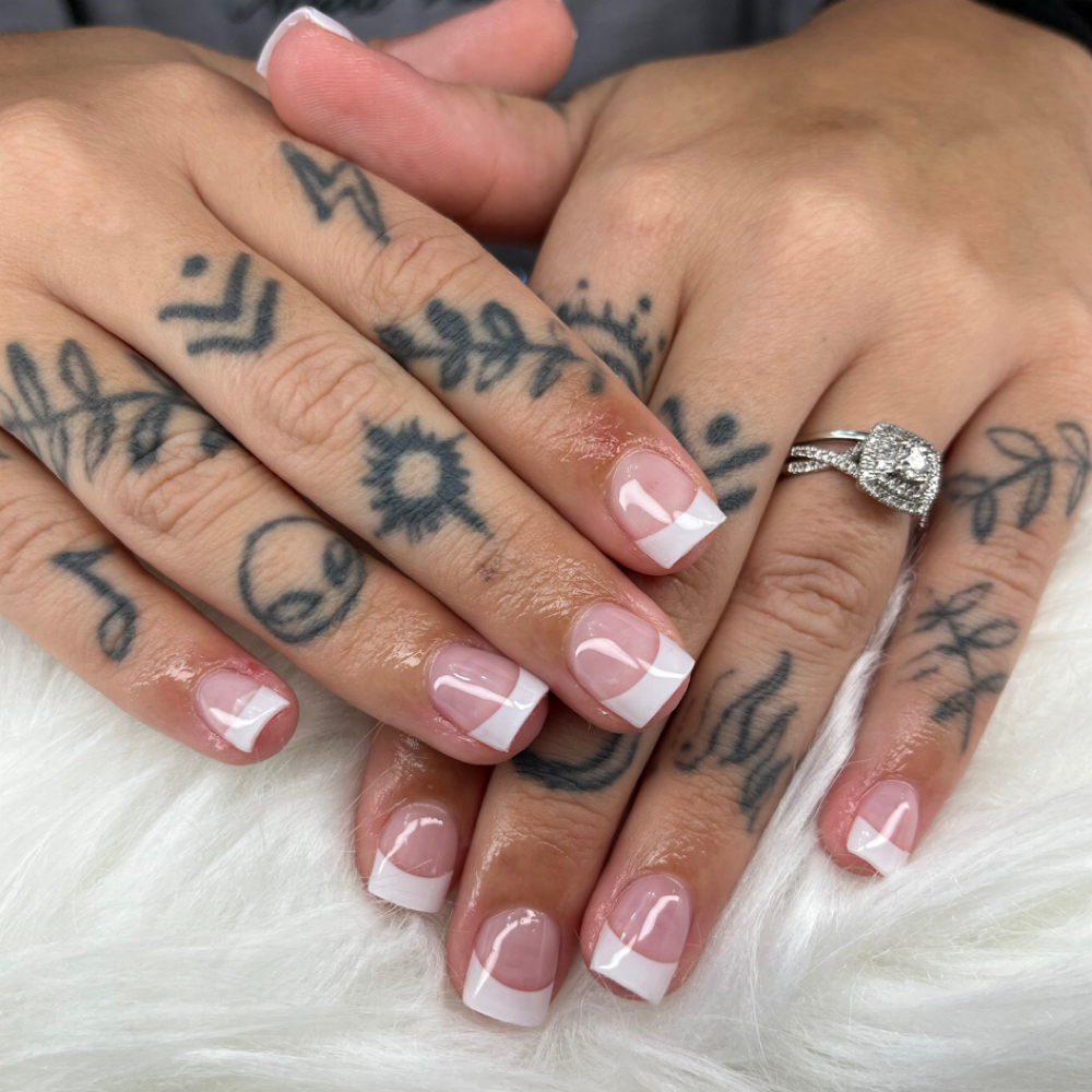 Short Old Style French Tip at Nail Babes in Columbus, GA