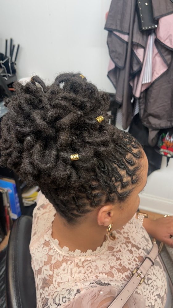 Loc Retwist With Petal Loc Style