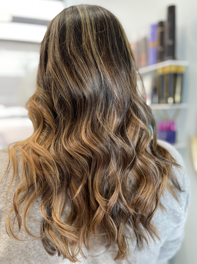 Balayage/ Teasy Lights With Blowdry