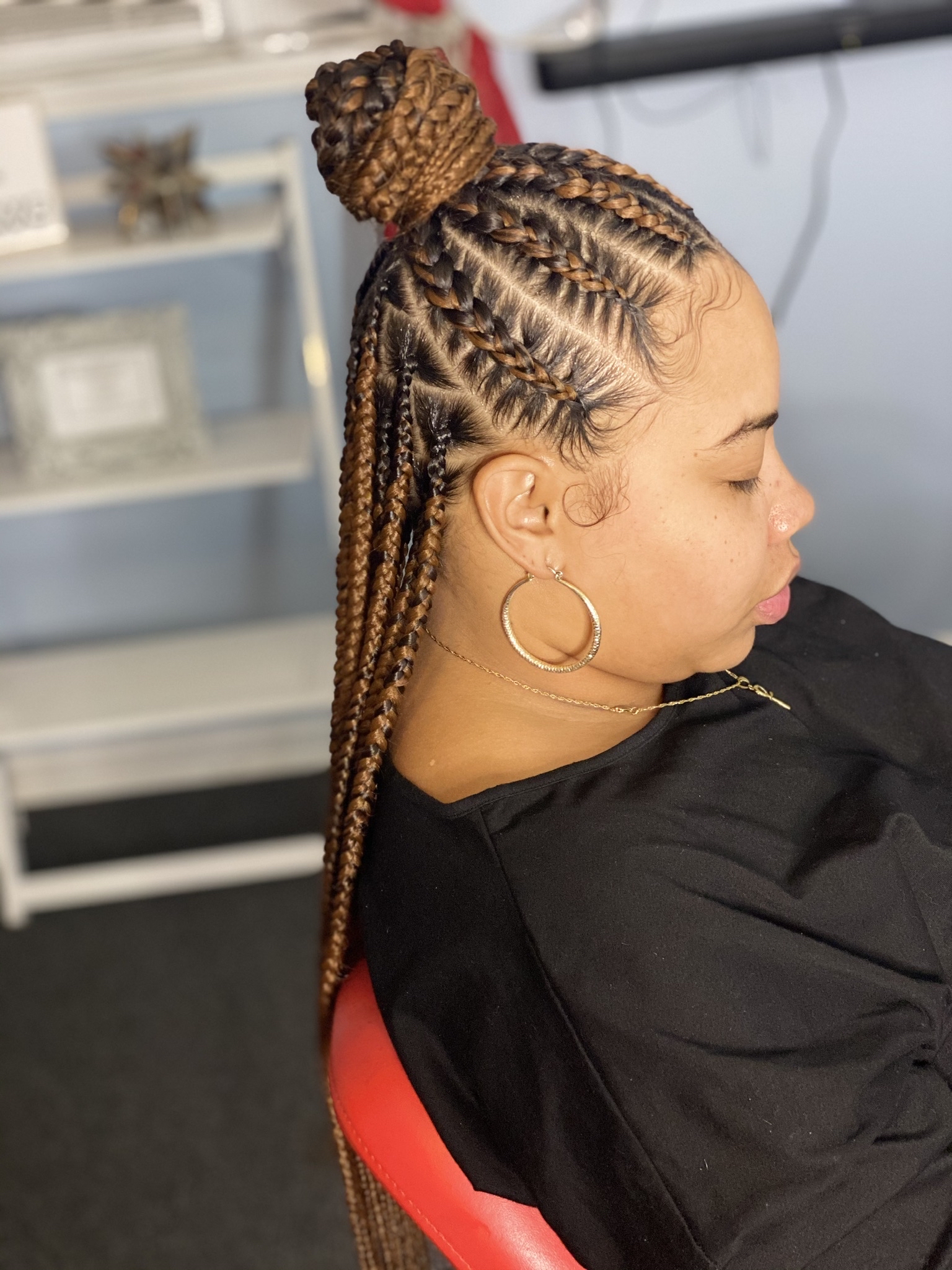 Half Feed-In Half Knotless at Crowned Hair in Augusta, GA