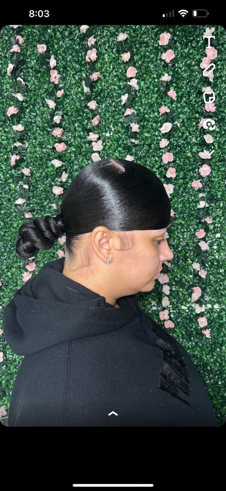 Knot Bun With Swoop/bangs