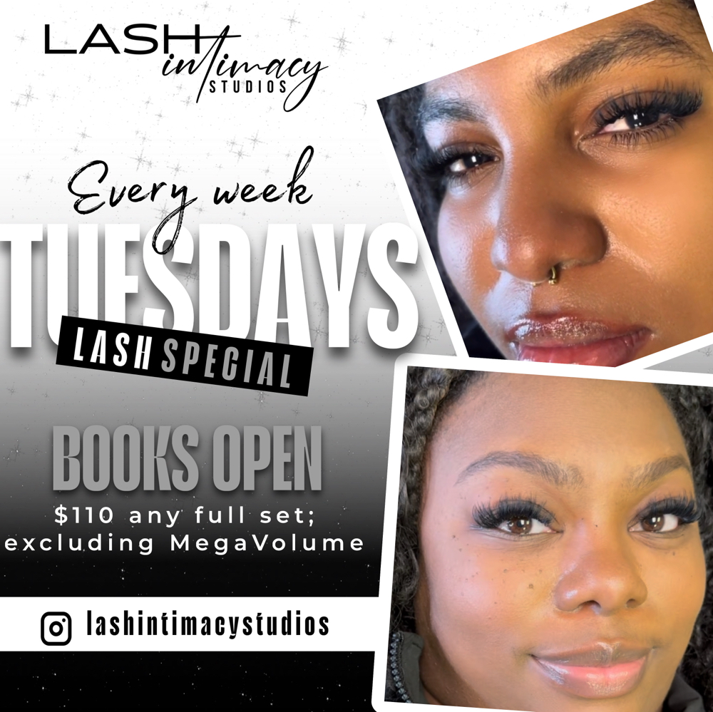 $110 ANY FULL SET TUESDAYS ONLY at Lash Intimacy Studios in Conyers, GA