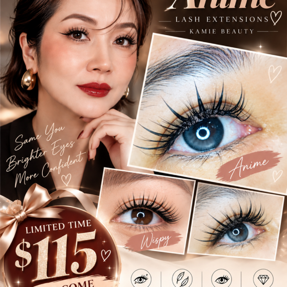 ANIME / WISPY LASHES $115 Promo at KAMIE BEAUTY EYEBROWS & LASHES in santa clara, CA