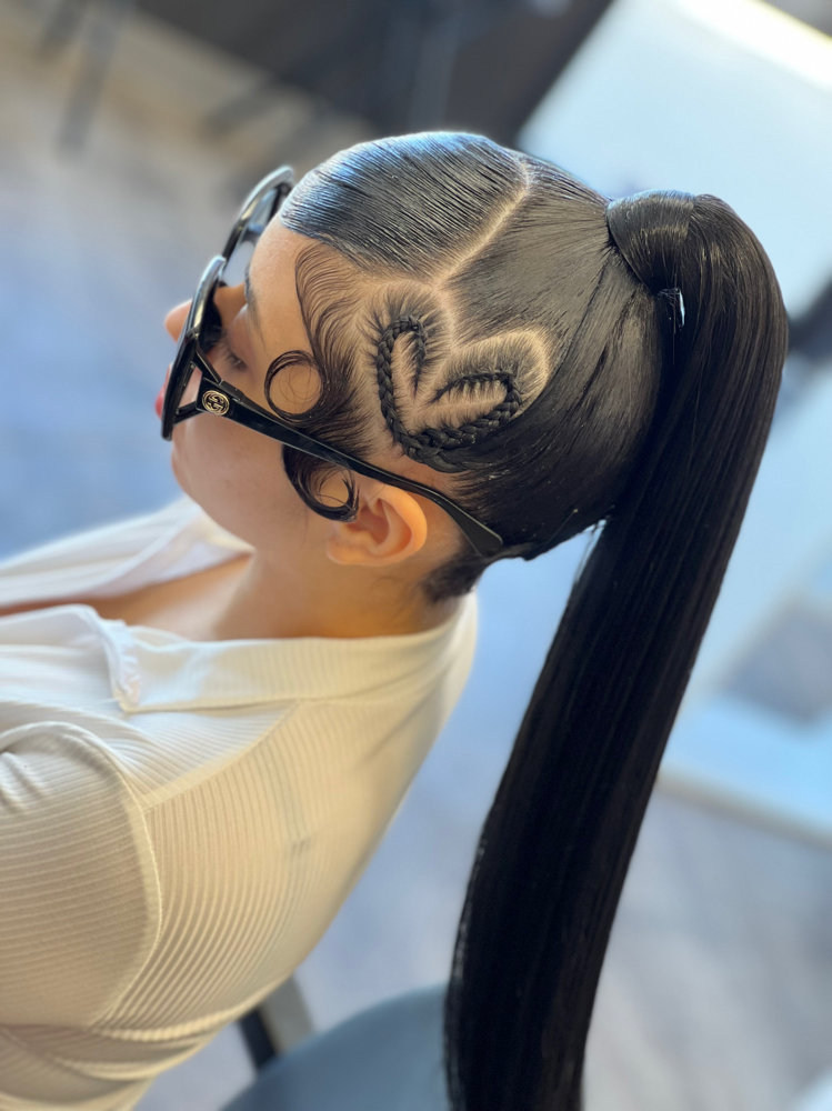 Ponytail With Stitch Braid Design