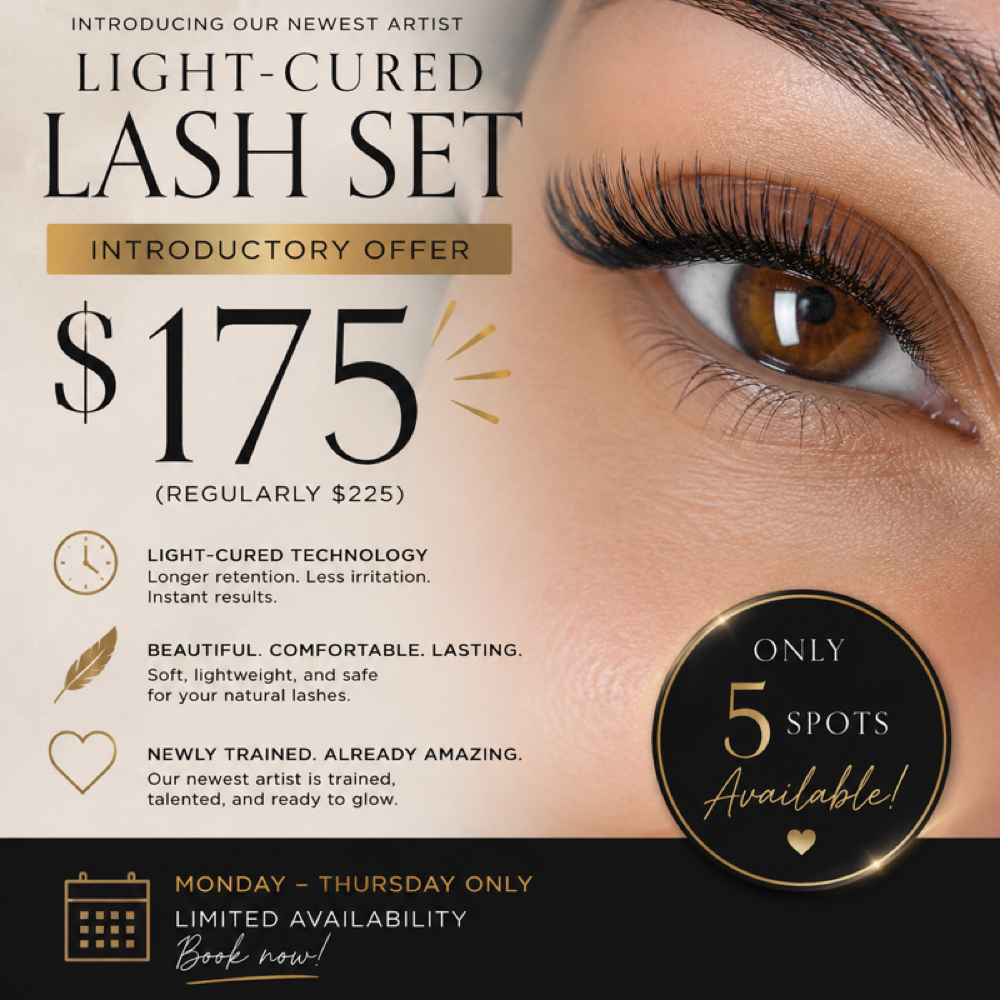 Intro |Light-Cured Classic Lash Set at Sunshine Lash Salon & Spa in Pasadena, MD