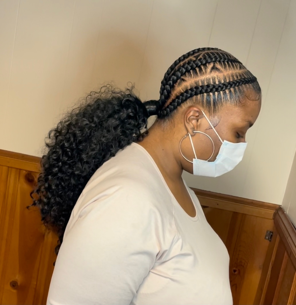 4 Braids-Stitch Low Pony