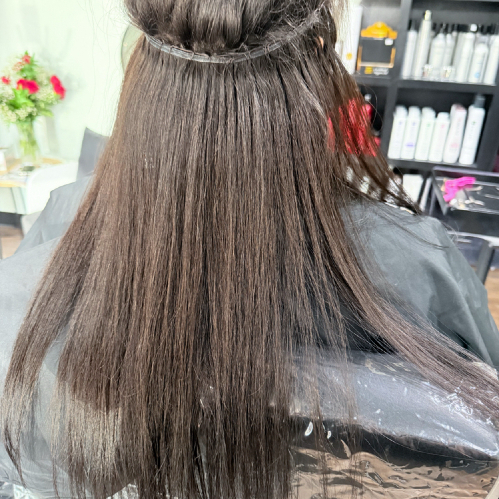 Partial Mesh Extension Installation at Hair By Heather in Fayetteville, AR