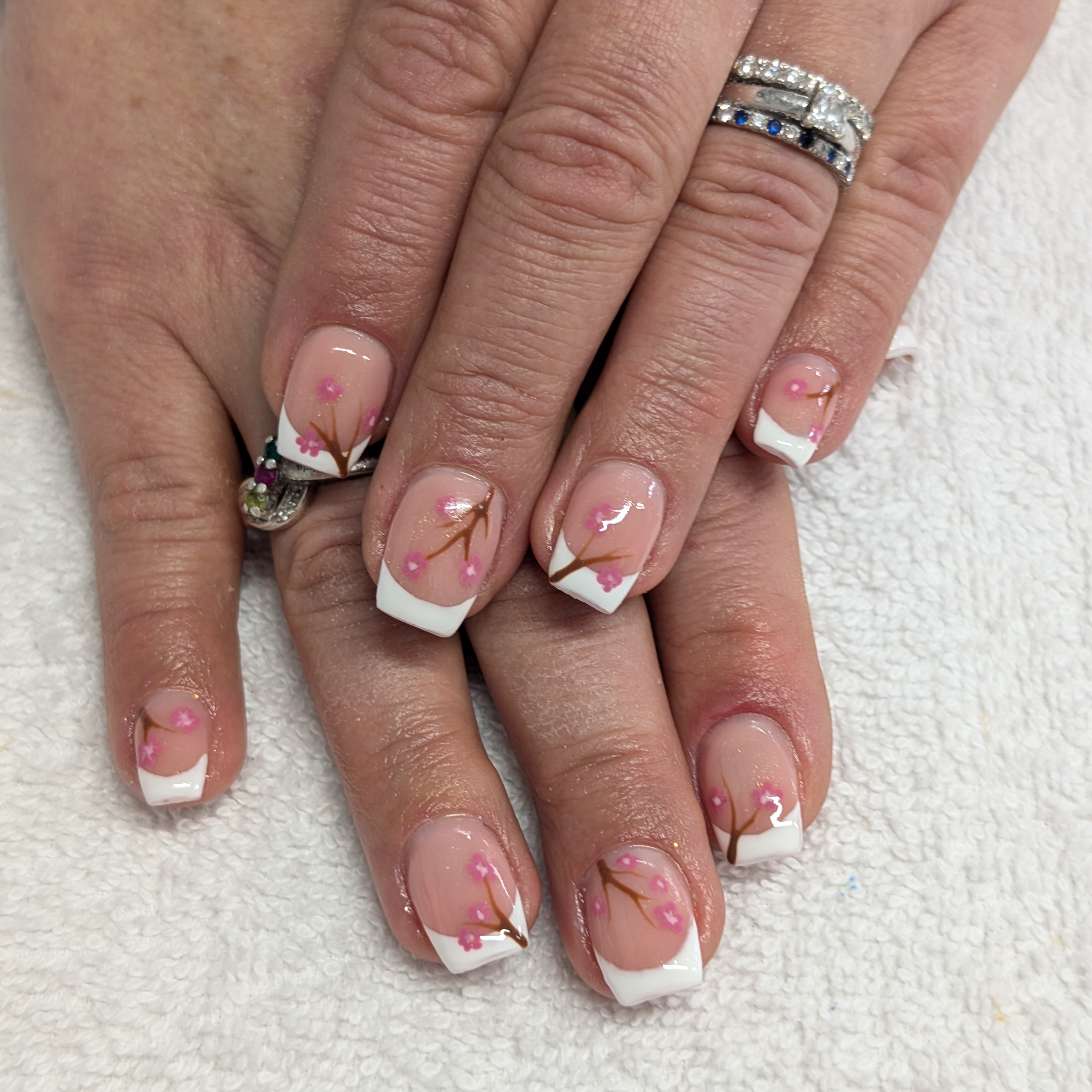 French Tip with Nail Art at Tips to Toes Nail Studio & Bekah’s Beauty Bar in Hooksett, NH