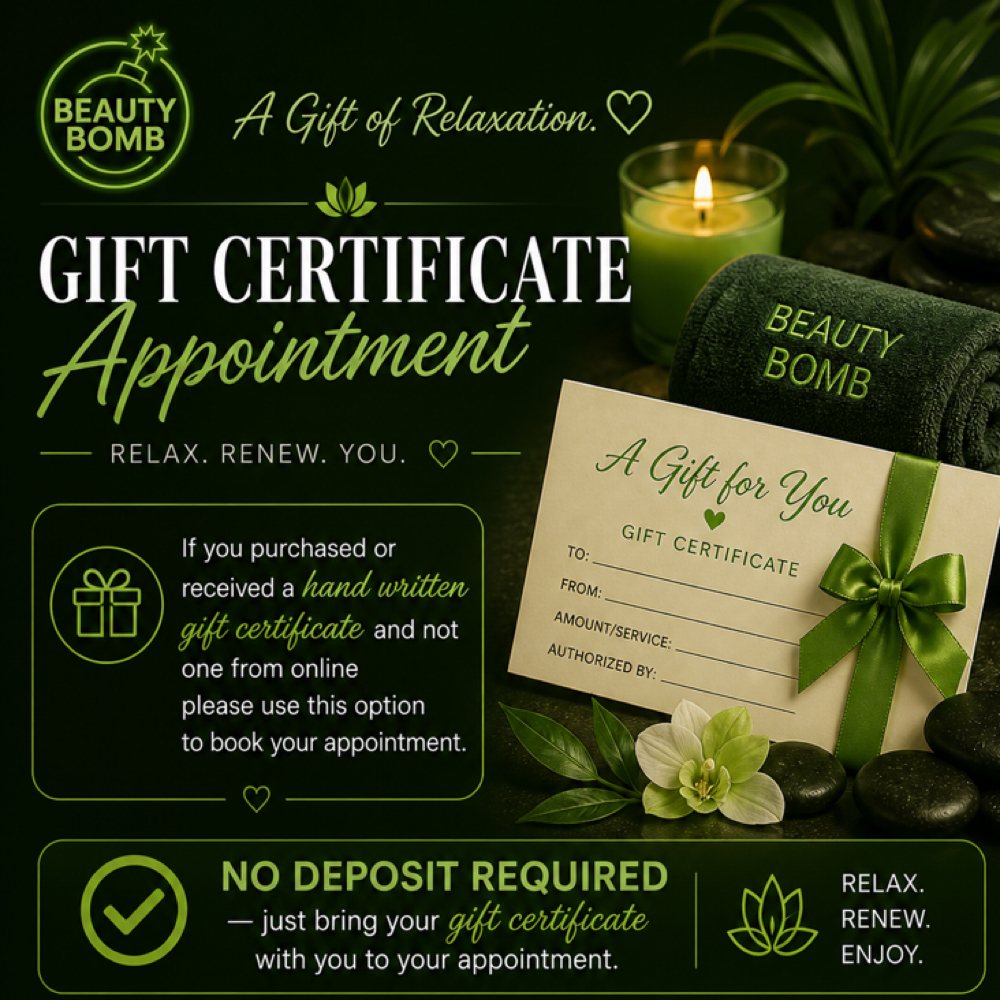 🎁Hand Written Gift Certificate at Beauty Bomb Spa in Lawton, OK