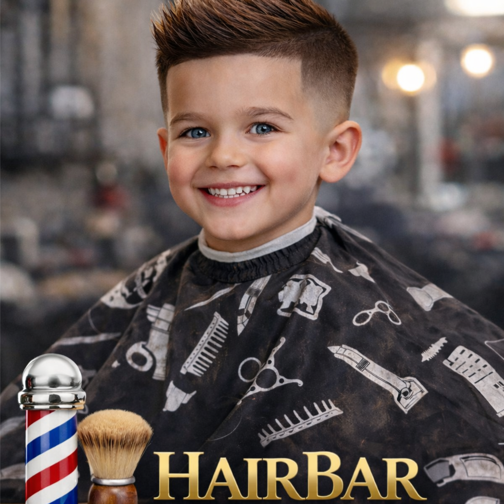 Kid's Fade Haircut at HairBar Salon BarberShop in Cross Roads, TX