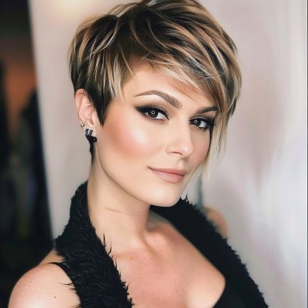 Partial Highlights Pixie Cut