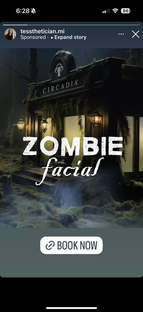 Zombie Facial at Aquaria Spa in Bay City, MI