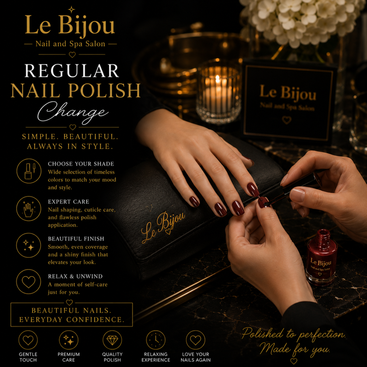 Nails - Polish Change on Hands at Le Bijou Nails and Spa Salon in Houston, TX