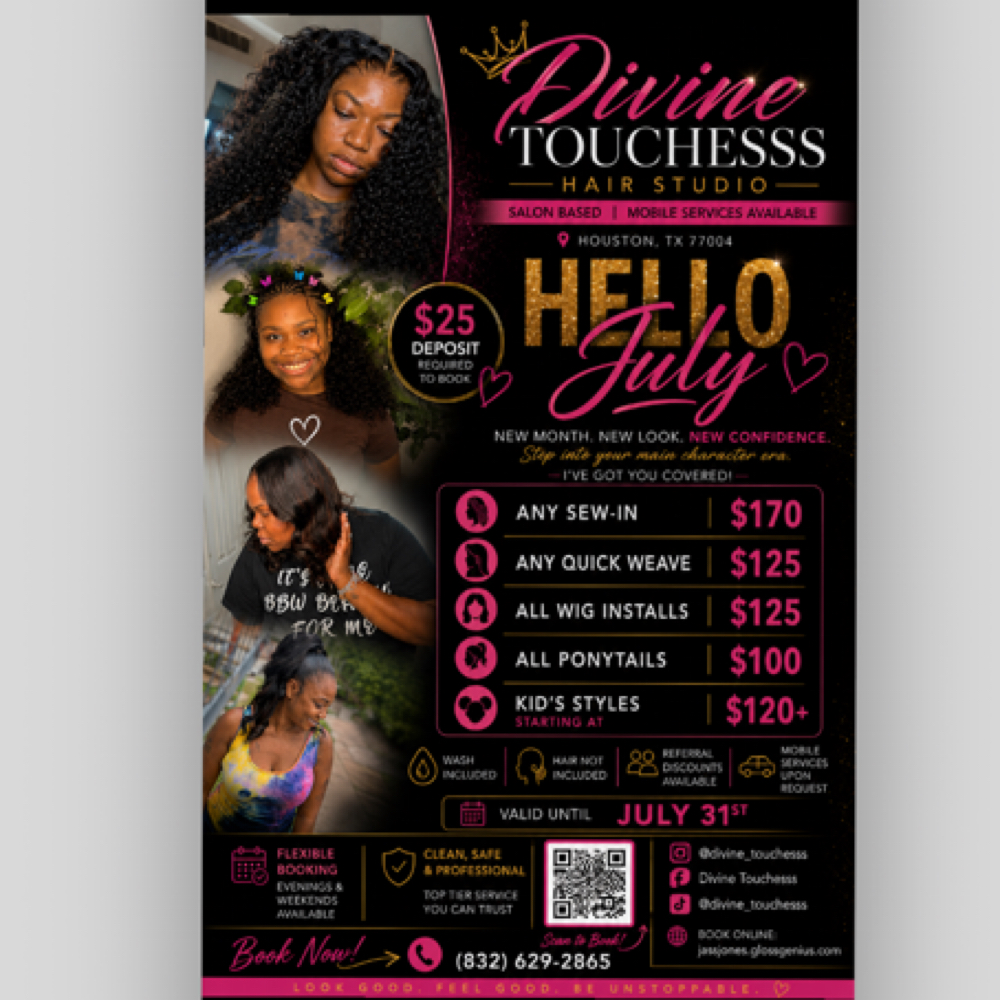 ✨ JULY ✨SPECIAL | ANY SEW-IN | $170 at Divine Touchesss in Houston, TX