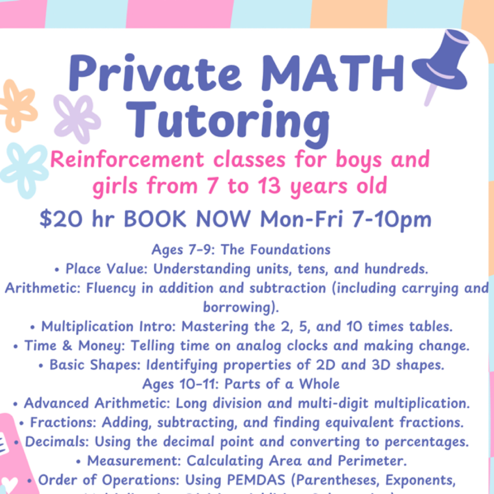 Private math tutoring at Janea Young in Anywhere, IL