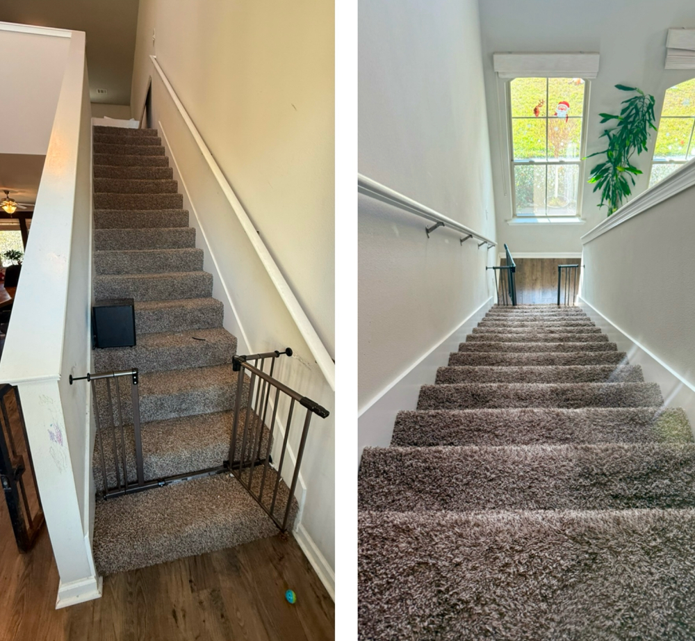 Vaccuming Stairs at Sparkling Clean in Denham Springs, LA