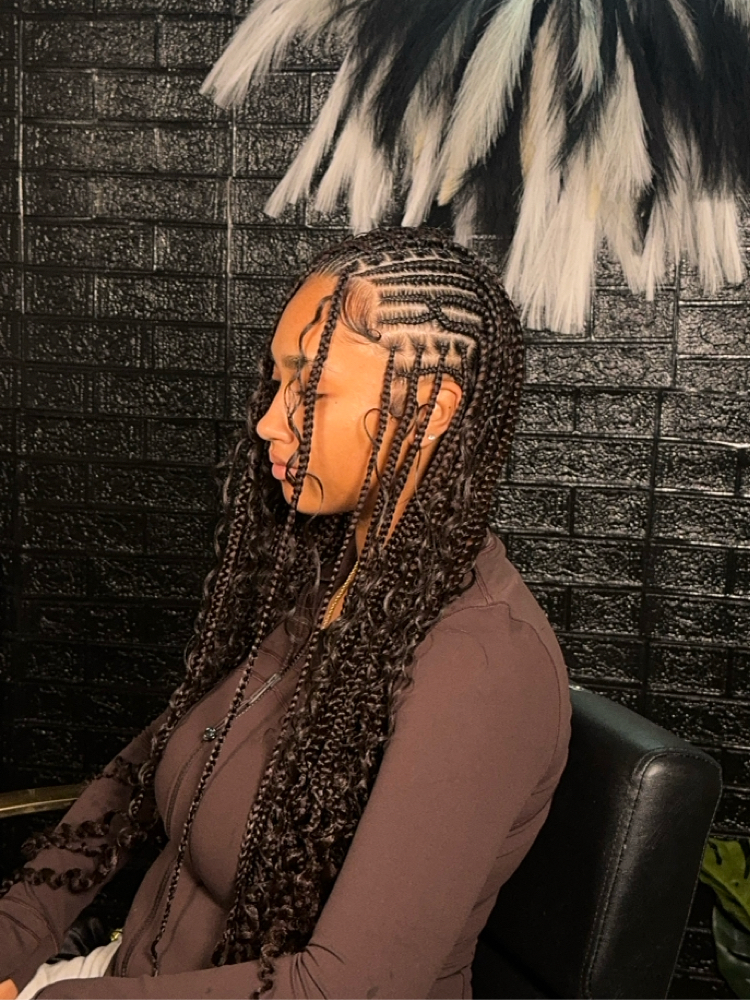 Medium Boho Flip Over Fulani Braids
