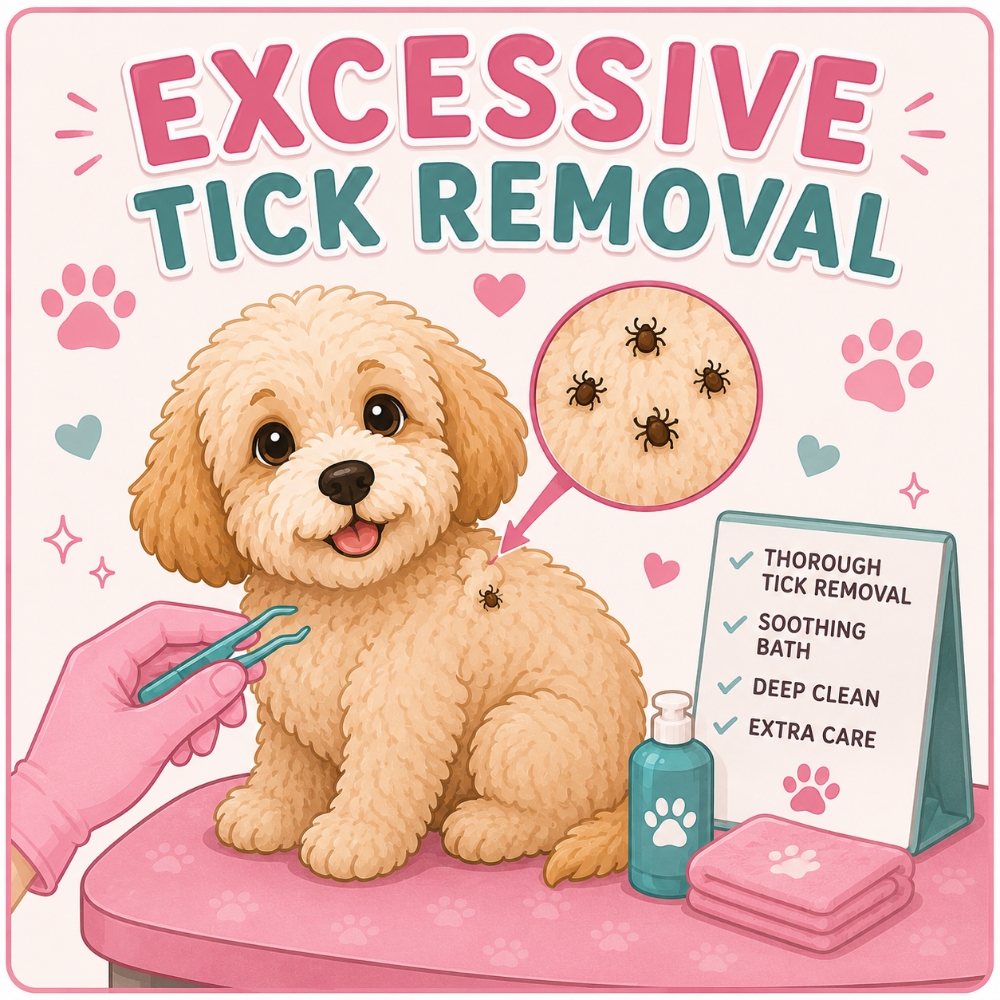 Excessive Tick Removal (add-on) at Obie's Dog Grooming in Monahans, TX