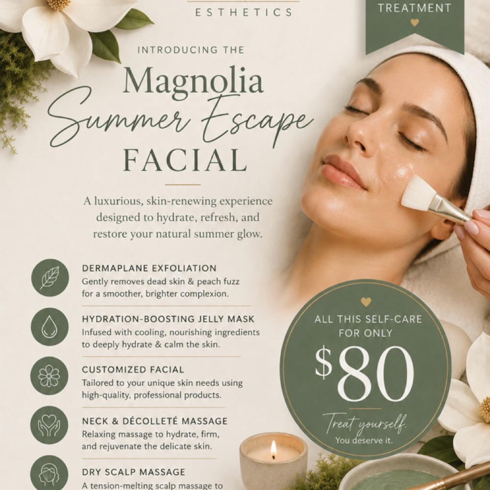 Magnolia Summer Escape Facial at Magnolia & Moss Esthetics by Vanessa Burton in Somerset, KY
