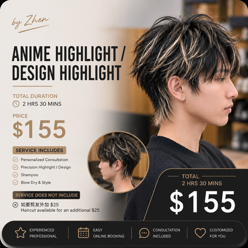Anime Highlight / Design Highlight at Zhen Hair & Beauty in Boston, MA