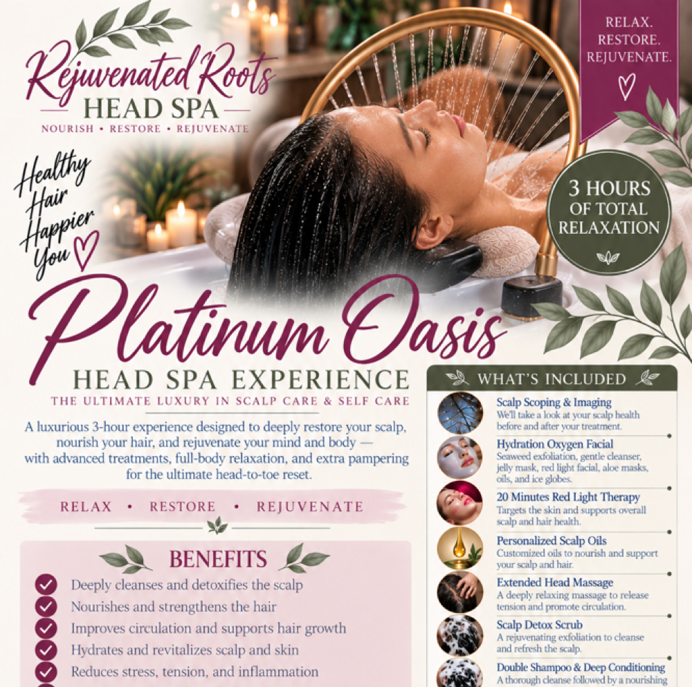 Platinum Oasis - 3hr at Rejuvenated Roots Head Spa, LLC in Brownwood, TX