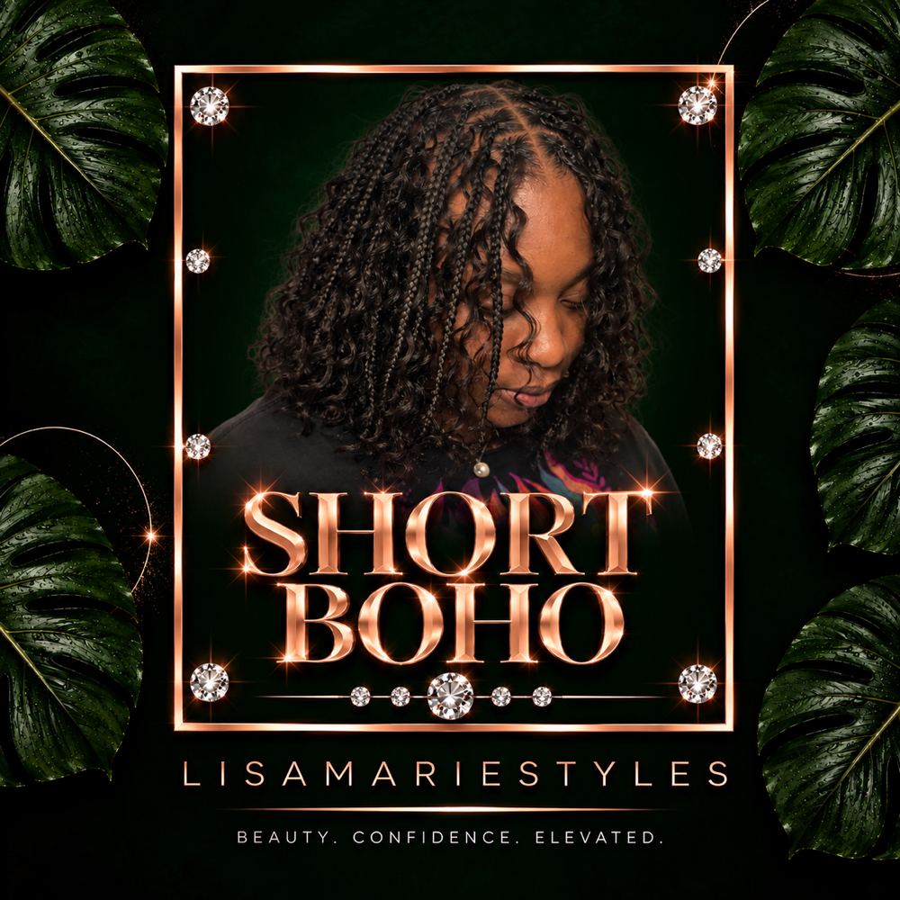 Med Boho Short Knotless braids at Lisa Marie Styles in Glenwillow, OH