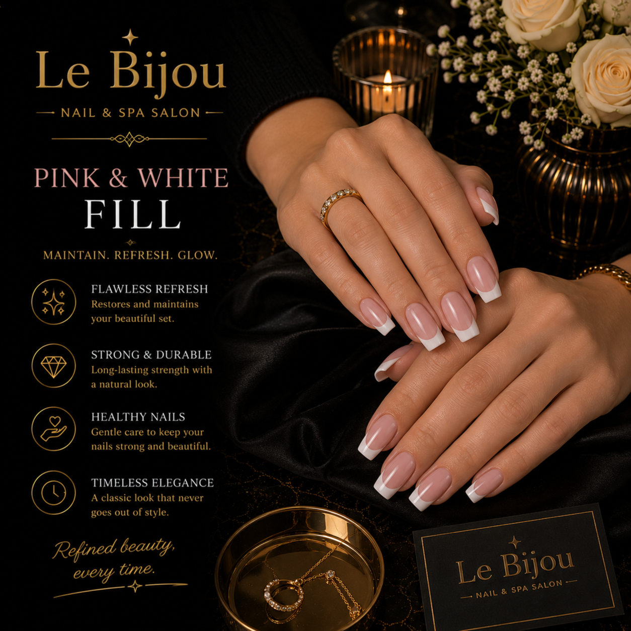 Nails - Pink & White Fill at Le Bijou Nails and Spa Salon in Houston, TX