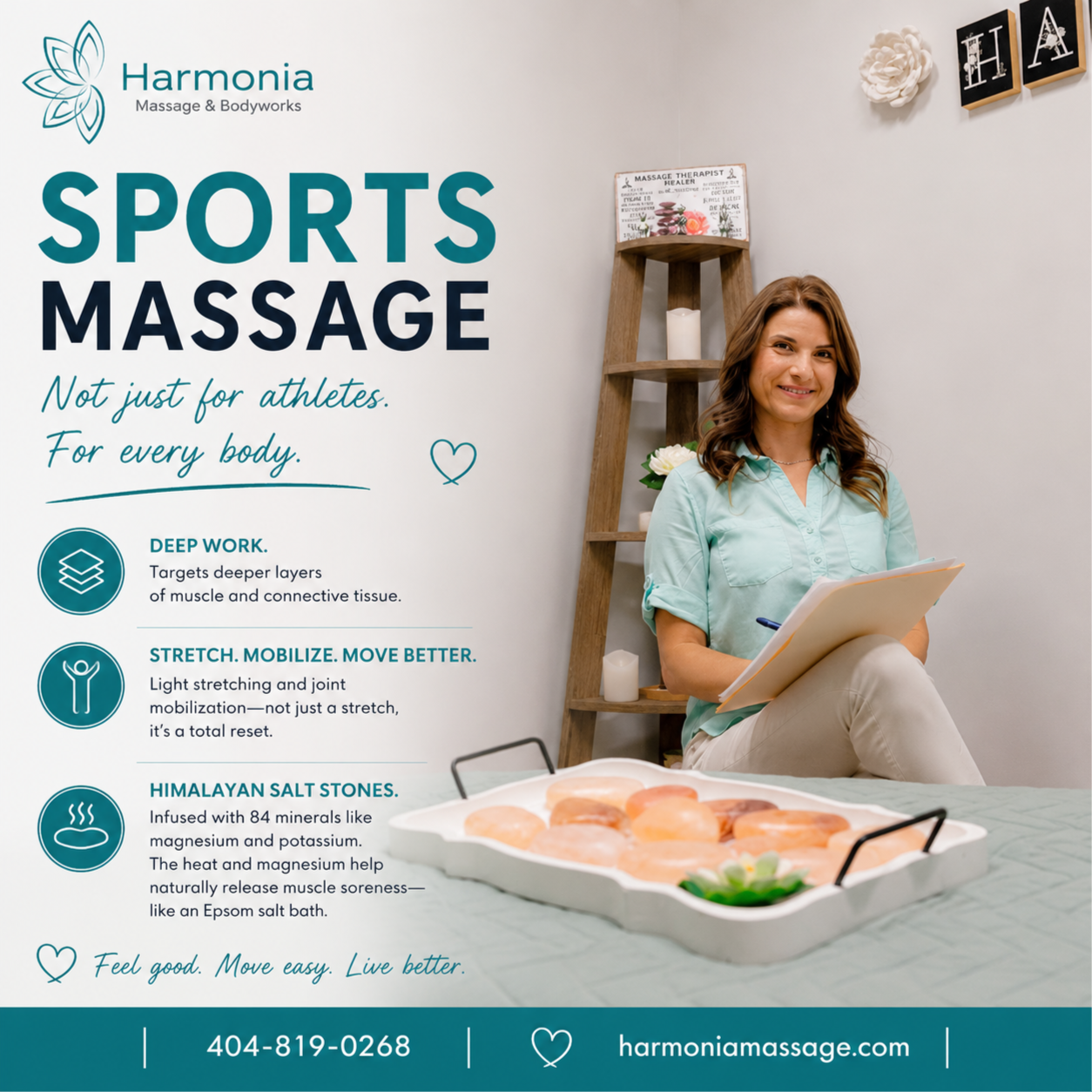 Sports Massage 90min at HARMONIA MASSAGE & BODYWORKS in Johns Creek, GA