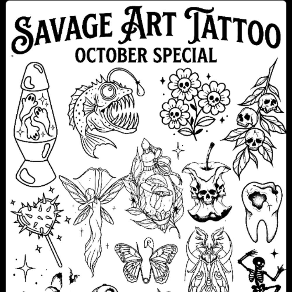 FALL FLASH SPECIAL at Savage Art Tattoo & Body Piercing Studio in Warner Robins, GA