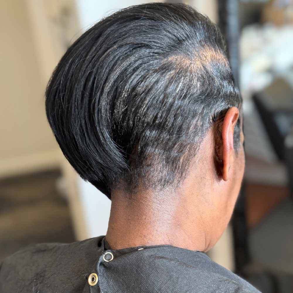 Relaxer Retouch Gray covrage at The edge beauty concept salon ny in Massapaqua, NY