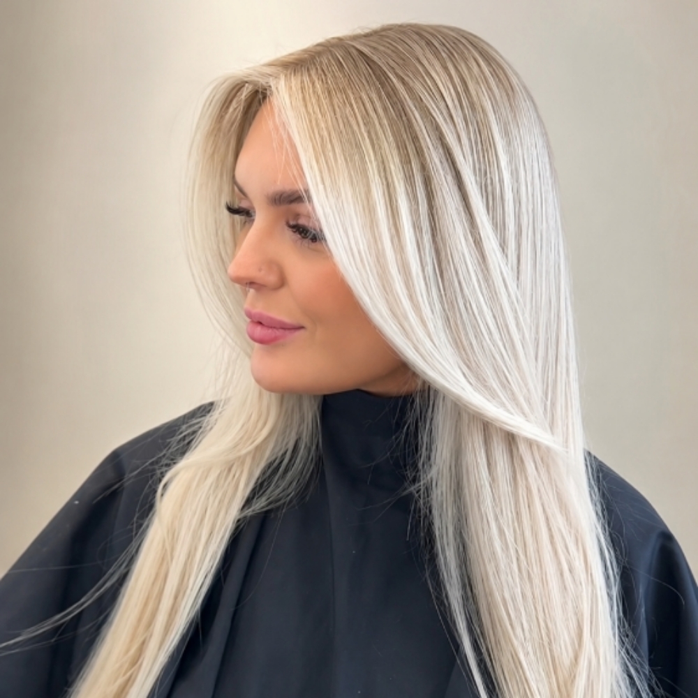 Partial Lowlights + Toner + Blowout at Dreamcuts and Styles Hair Salon in Fulshear, TX