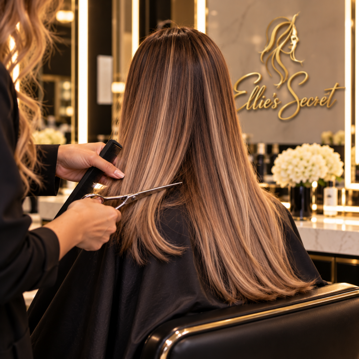 Womens Haircut without Blowdry at Ellie’s secret salon in Irvine, CA