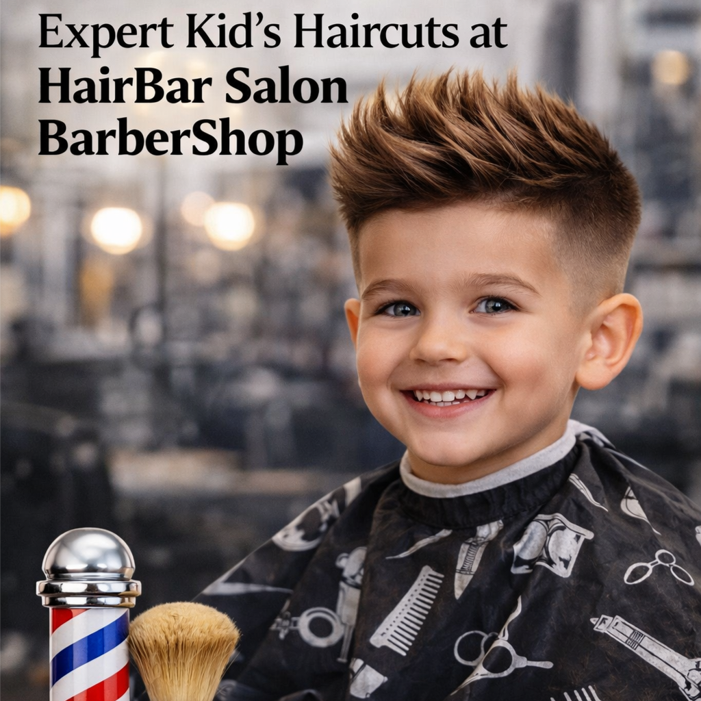 Kid's Haircut at HairBar Salon BarberShop in Cross Roads, TX