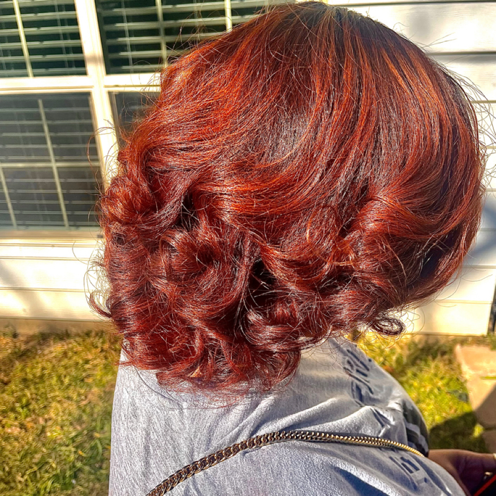 Color Retouch + Silk Press at J. Mc Hair Studio in Hattiesburg, MS