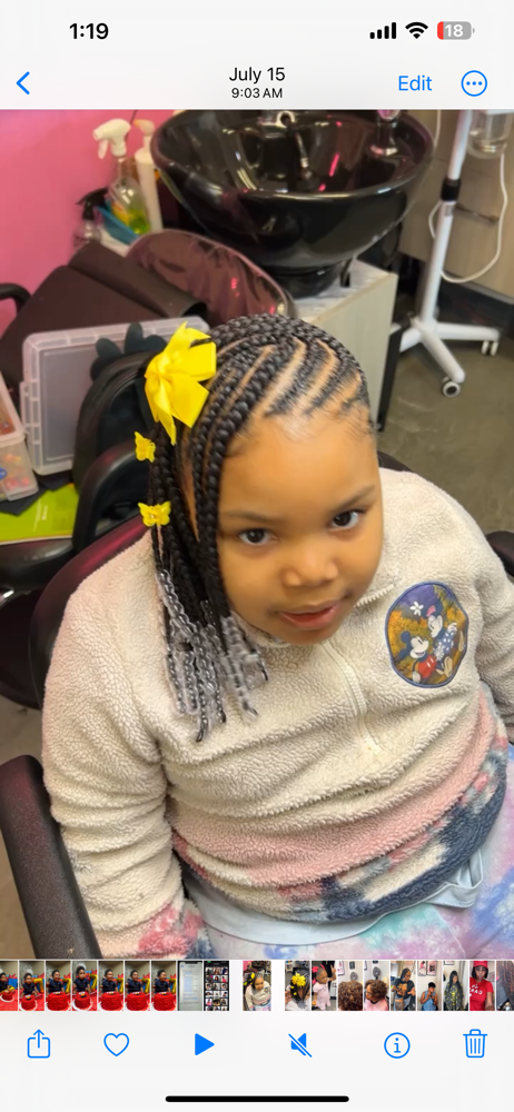 Kids Cornrow  Without Braids Added