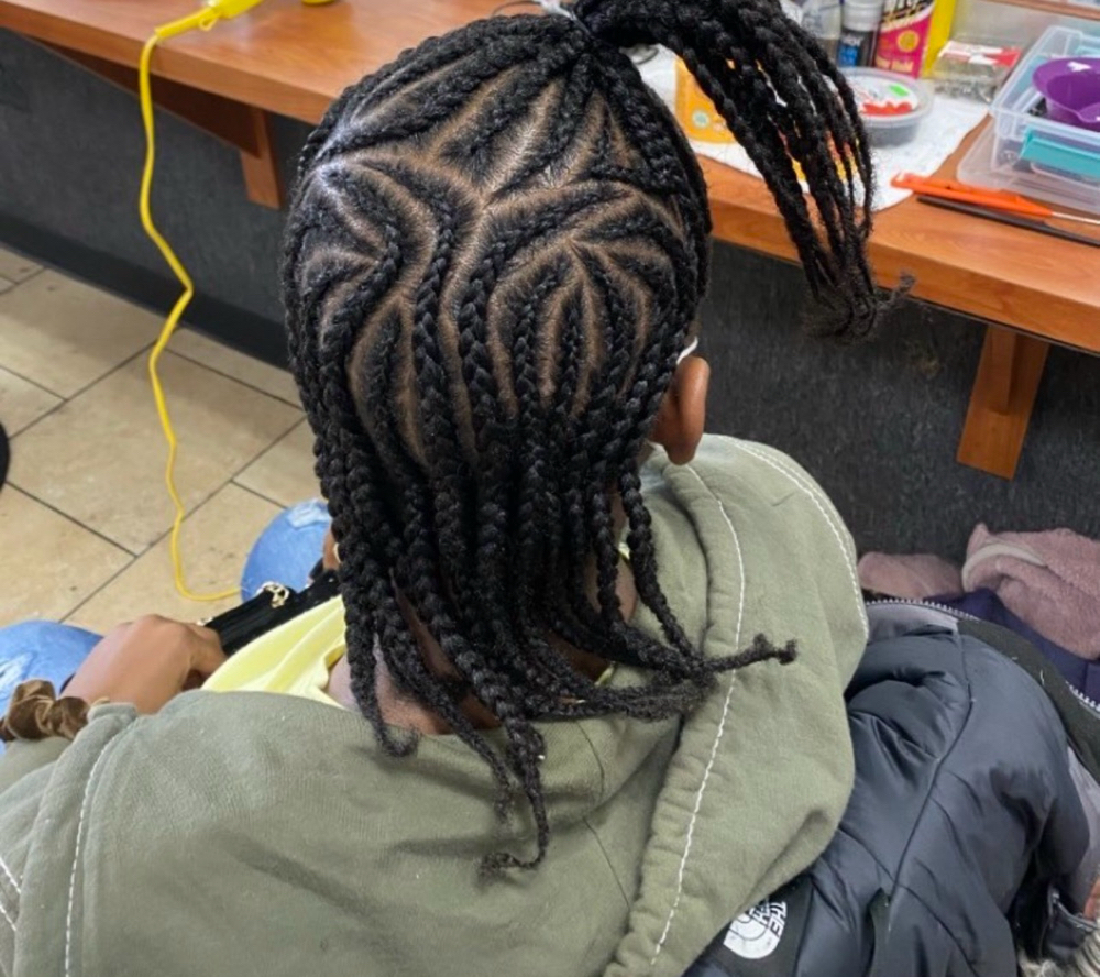 Kids Cornrow  Without Braids Added